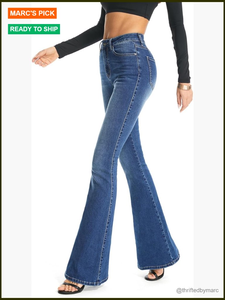 Curvy High Rise Bootcut Stretch Jeans Premium Cotton Denim